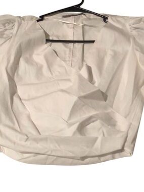 Zara size small white romantic long sleeve V- neck faux wrap slight high low